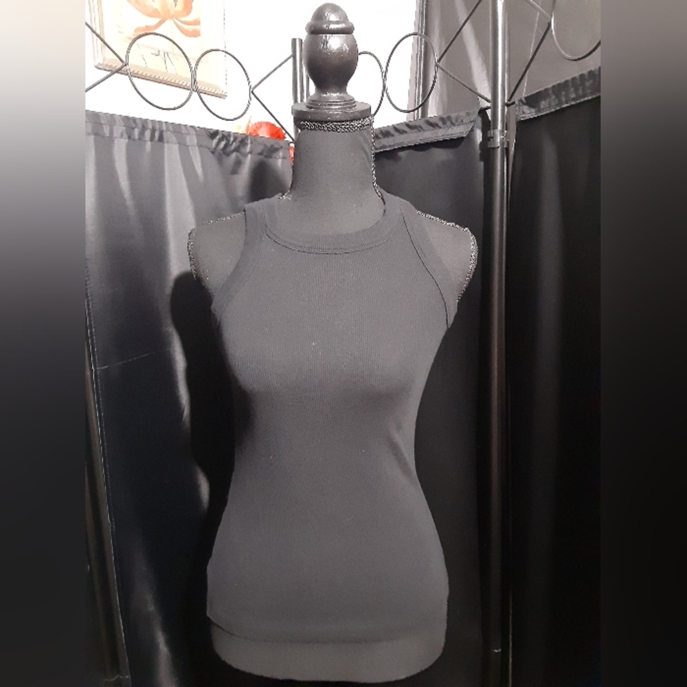 LOFT Ribbed Tank Top Elegant Black Women"s Size S Summer Active Athletic